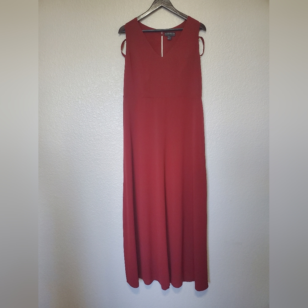 Forever 21 Burnt Orange Sleeveless V-neck Maxi Dress Plus Size Women's 1X